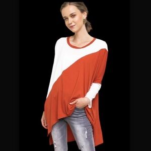 - ❤️Umgee Color blocked oarnge white tunic size women’s small